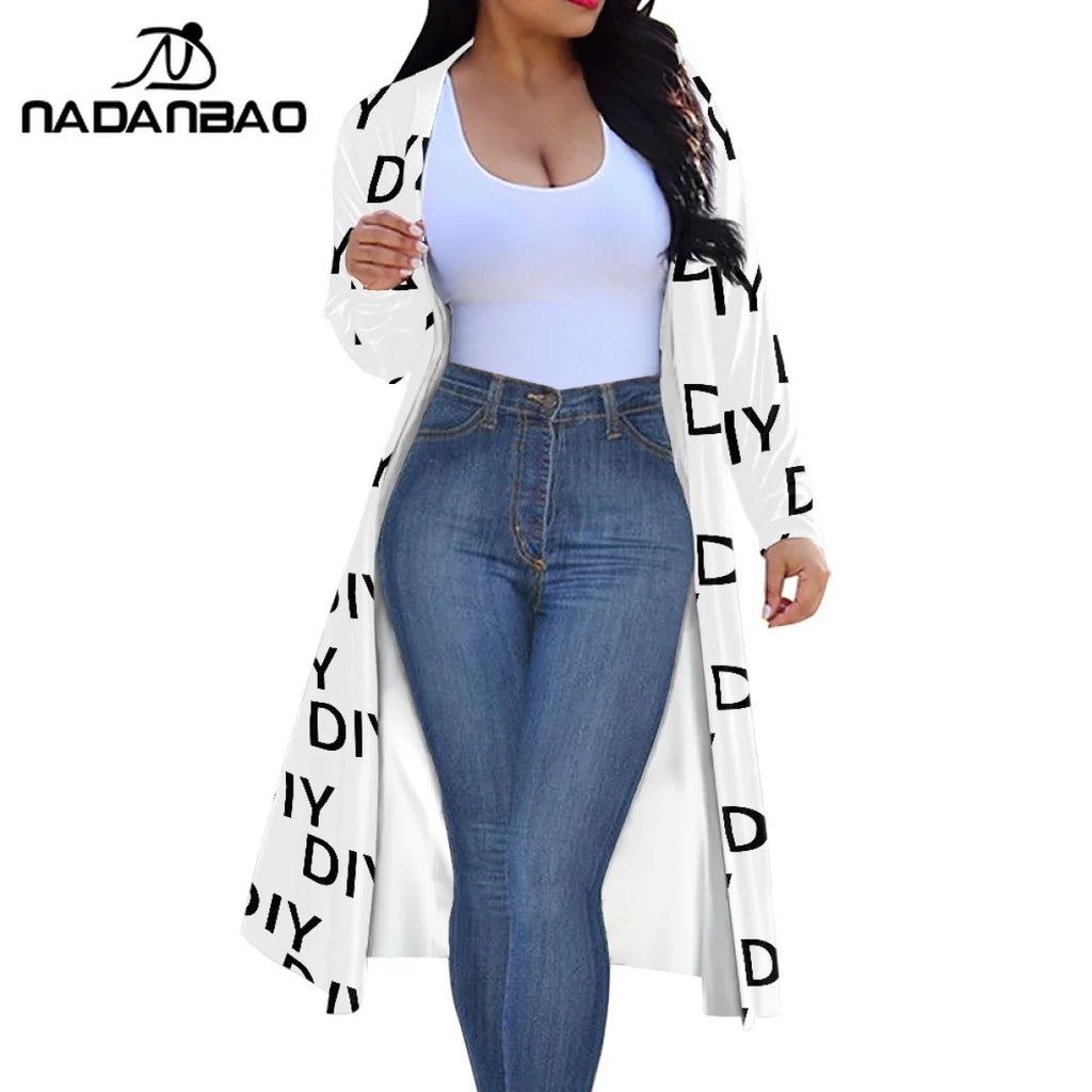 Your Image Customized Women's Long Sleeved Cloak DIY Your Own Logo or Text Casual Shirts Custom Spring Loose Cardigan Streetwear